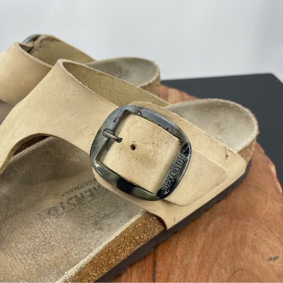Birkenstock Gizeh Big Buckle Nubuck Leather Sandals beige 39 US 8 camo - Picture 4 of 7